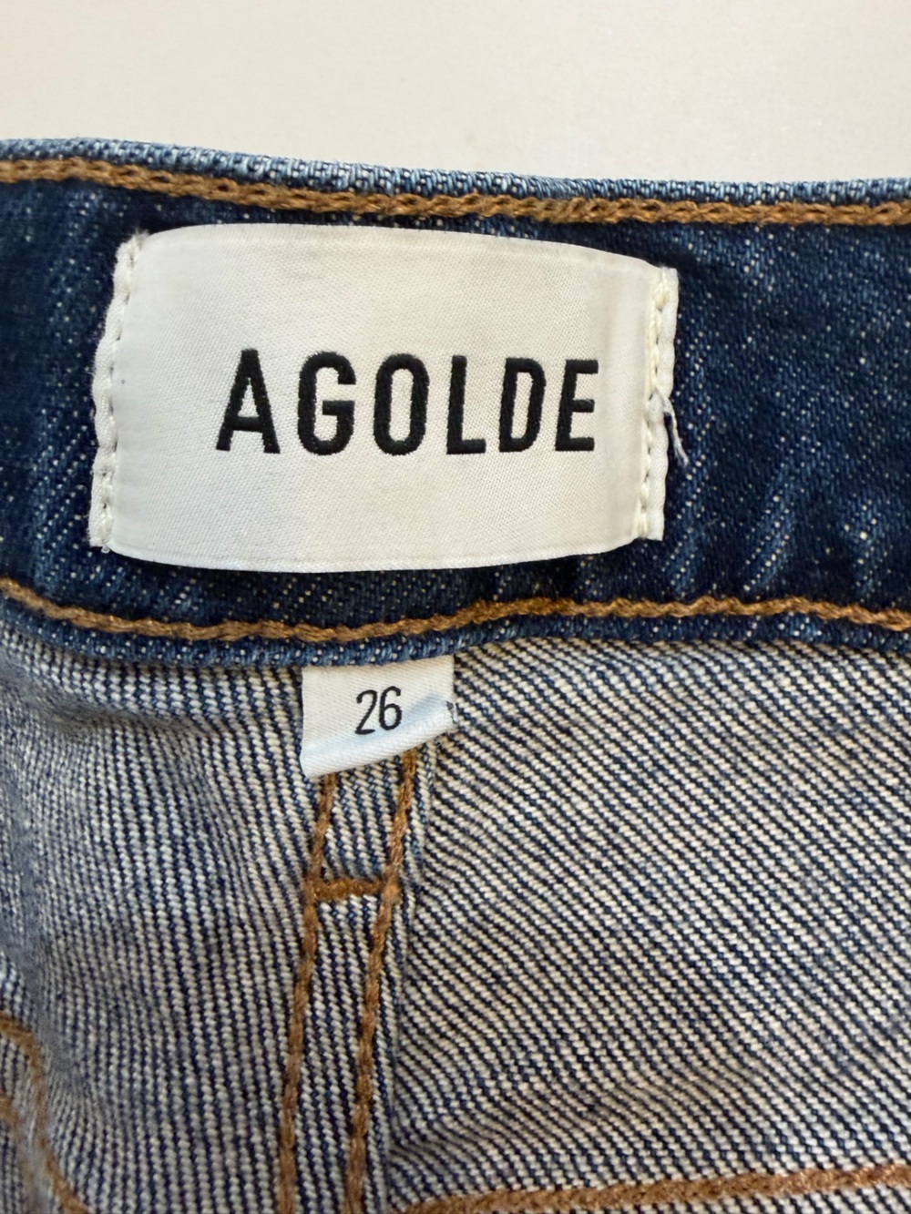 Agolde Indigo High-Waist Denim Cutoff Shorts - Picture 2 of 5
